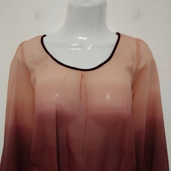 A. Byer - Burgundy Ombre Sheer Blouse - Picture 2 of 14